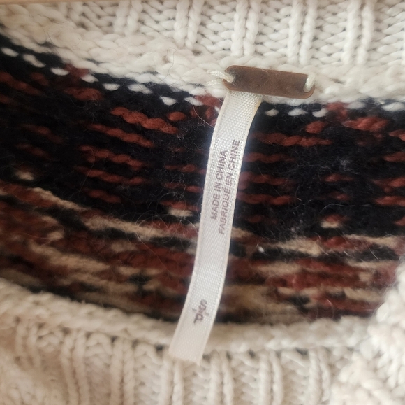 Free People Scotland Wool Blend Fair Isle Knit Puff Sleeve Sweater Dress Mini S - Picture 12 of 12